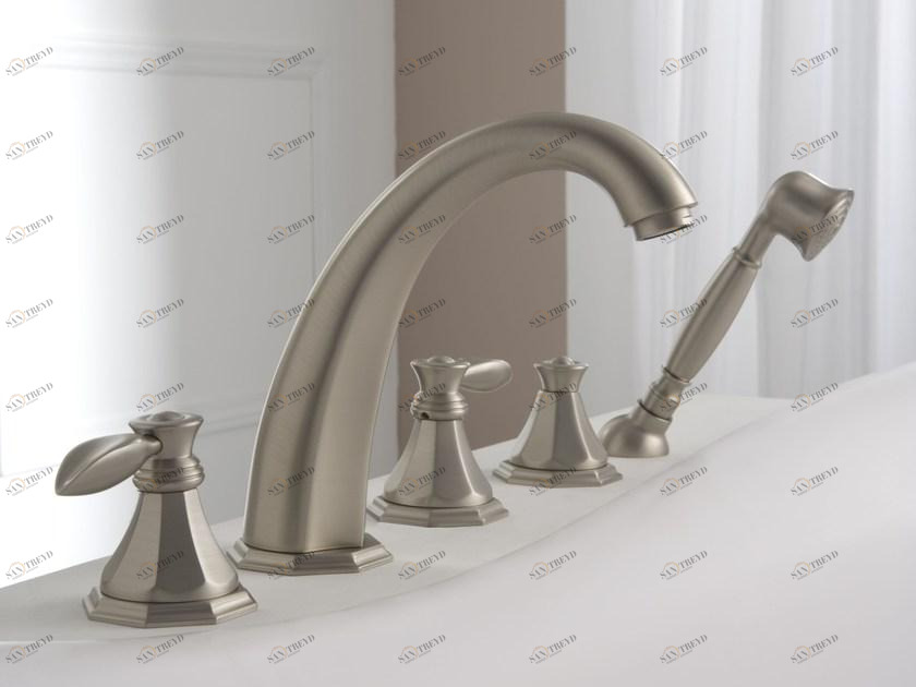 GRAFF Комплект для ванны на 5 отверстий с ручным душем Topaz sun-id-1381365