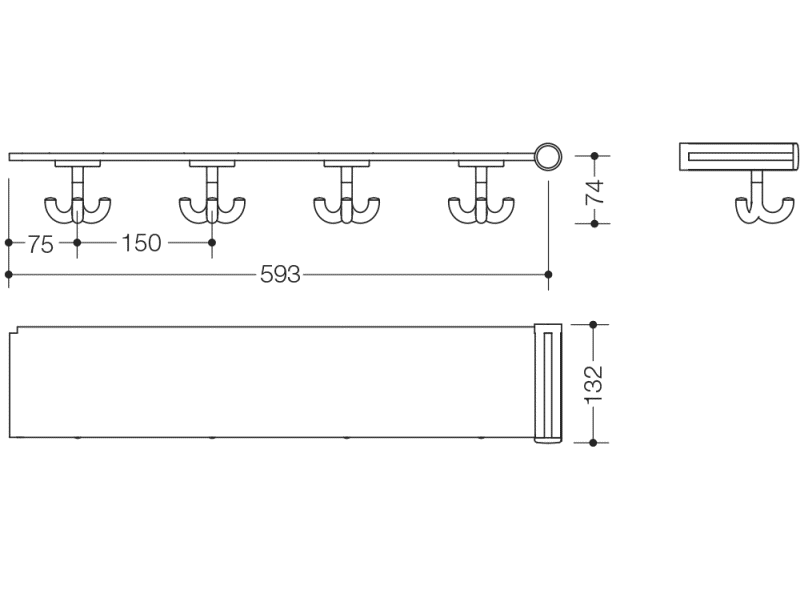 800.03.414 Удлинительная полка с крючками, 4 места HEWI Kids - Вид №6