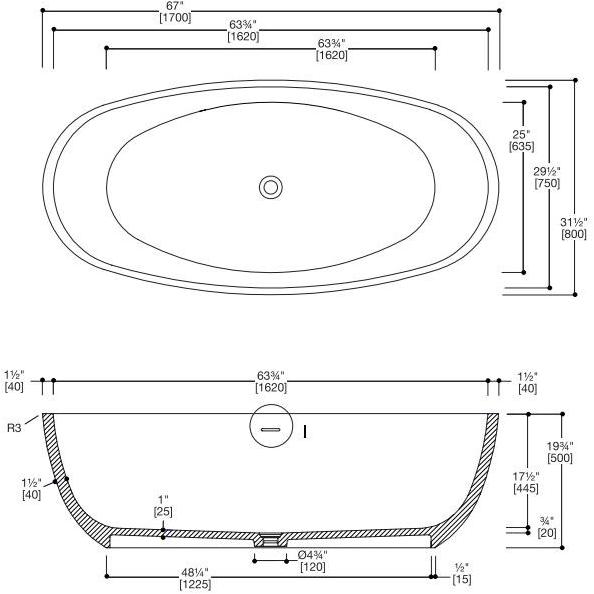Blu Bathworks® Отдельностоящая овальная ванна цвета blue ∙ stone ™ Azure Bt0305.02 - Вид №4