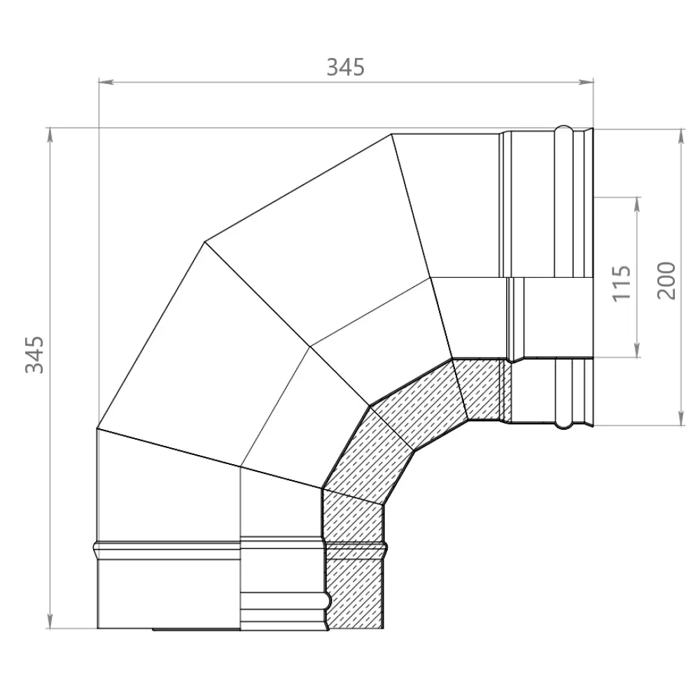 Сэндвич-колено Металлик и Ко 90° 430/оцинкованная сталь/0.5 мм D115x200 мм 83398165 STLM-2018502  - Вид №3
