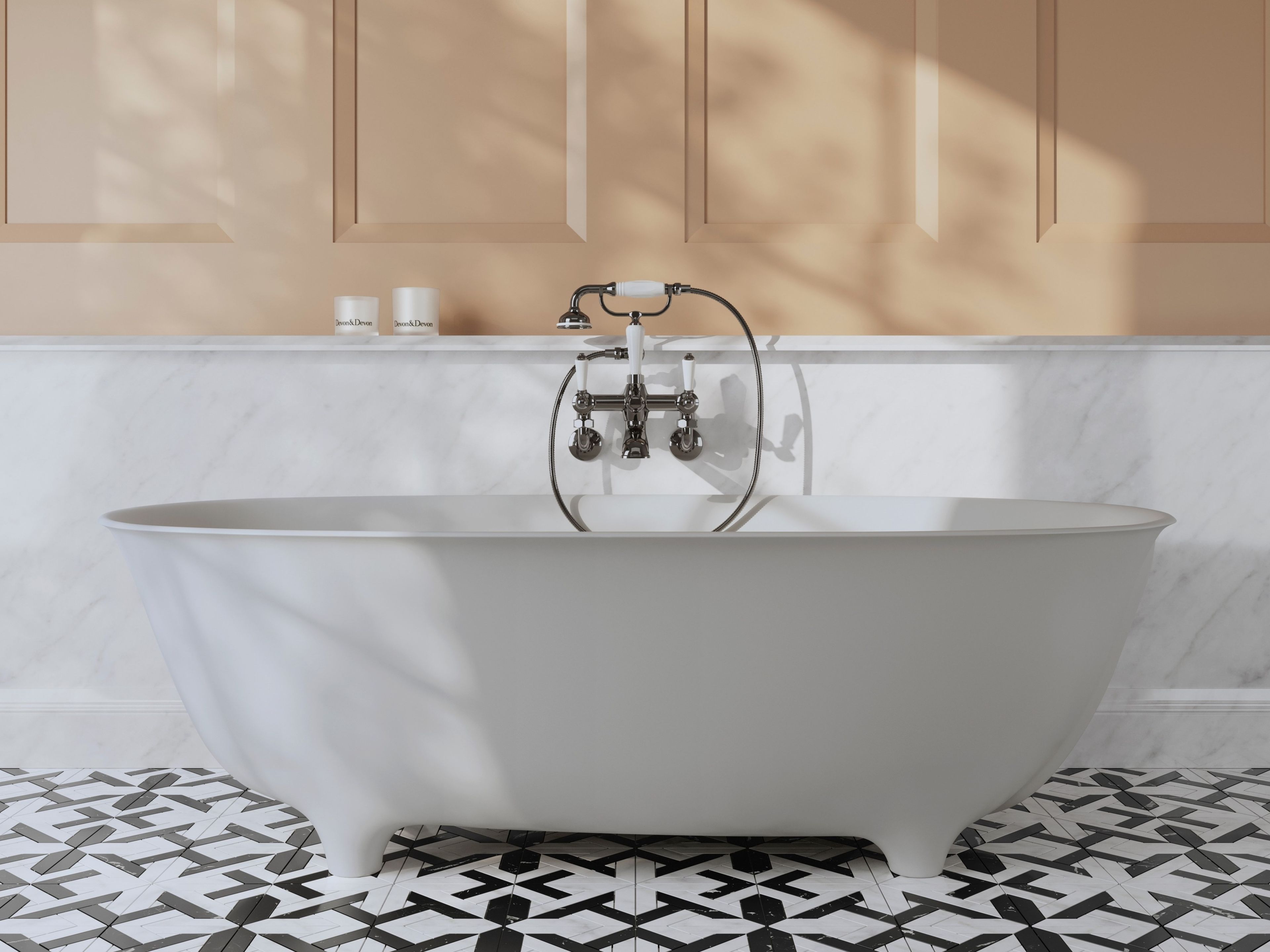 Овальная ванна в White Tec Plus на ногах Devon&Devon DOVE ARCH-00061521 - Вид №1