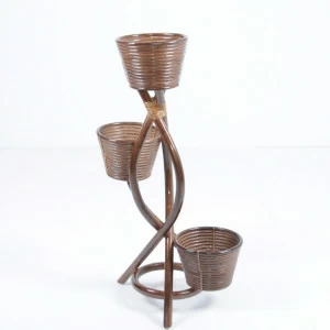 Цветочница круглая с 3 подставками 87х50 см темный коньяк Calamus Rotan VINOTTI  00-3885413 Коричневый