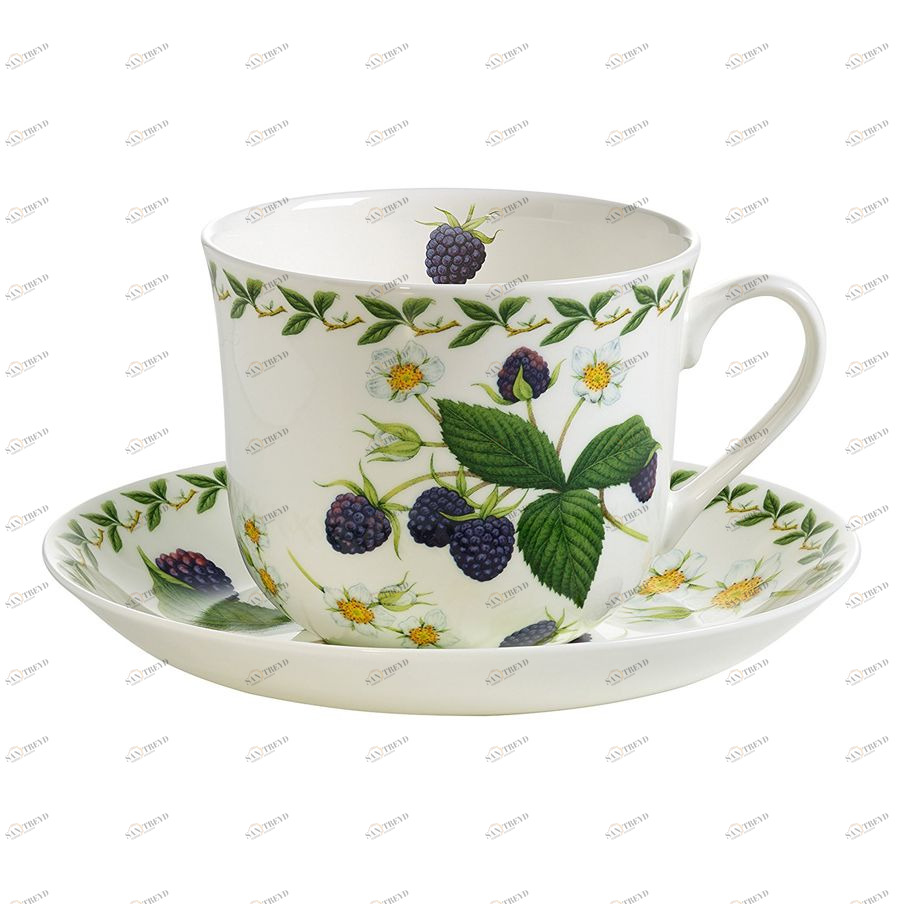 Чашка фарфоровая с блюдцем белая с синим в подарочной упаковке "Ежевика" MAXWELL & WILLIAMS ФРУКТОВЫЙ САД 00-3946838 Белый;синий 