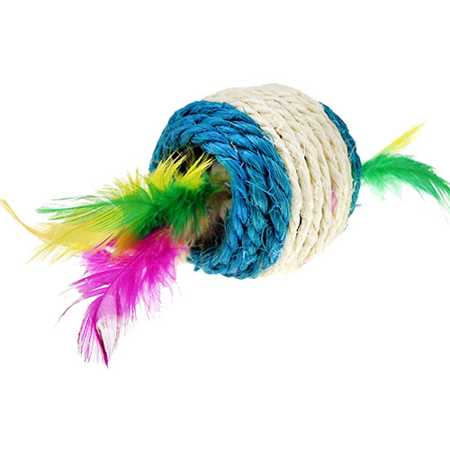 ПР0037765 Игрушка для кошек Bright Мяч сизалевый с пером CHOMPER 