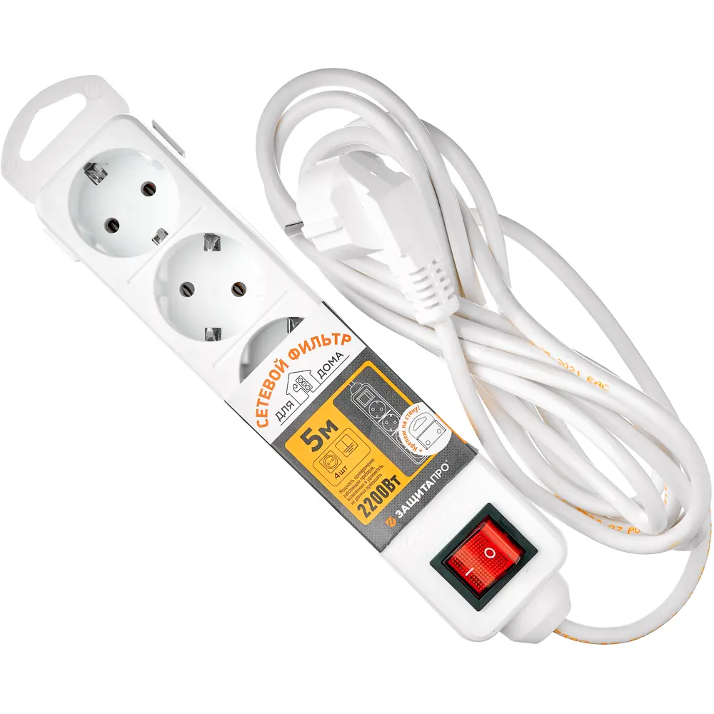 Сетевой фильтр Защита Про с 4 розетками и защитой от перегрузок 82741282 STLM-0035246