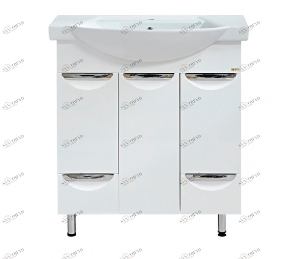 Тумба Лаванда-80 с 2 ящ. белая с раков. мебельн.Балтика-80 см MISTY 2312211