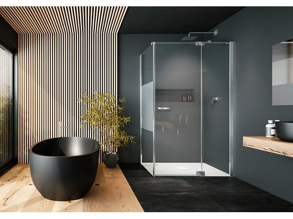 Стеклянная угловая душевая кабина с распашной дверью Provex Industrie E-Lite ARCH-00150151 - Вид №1