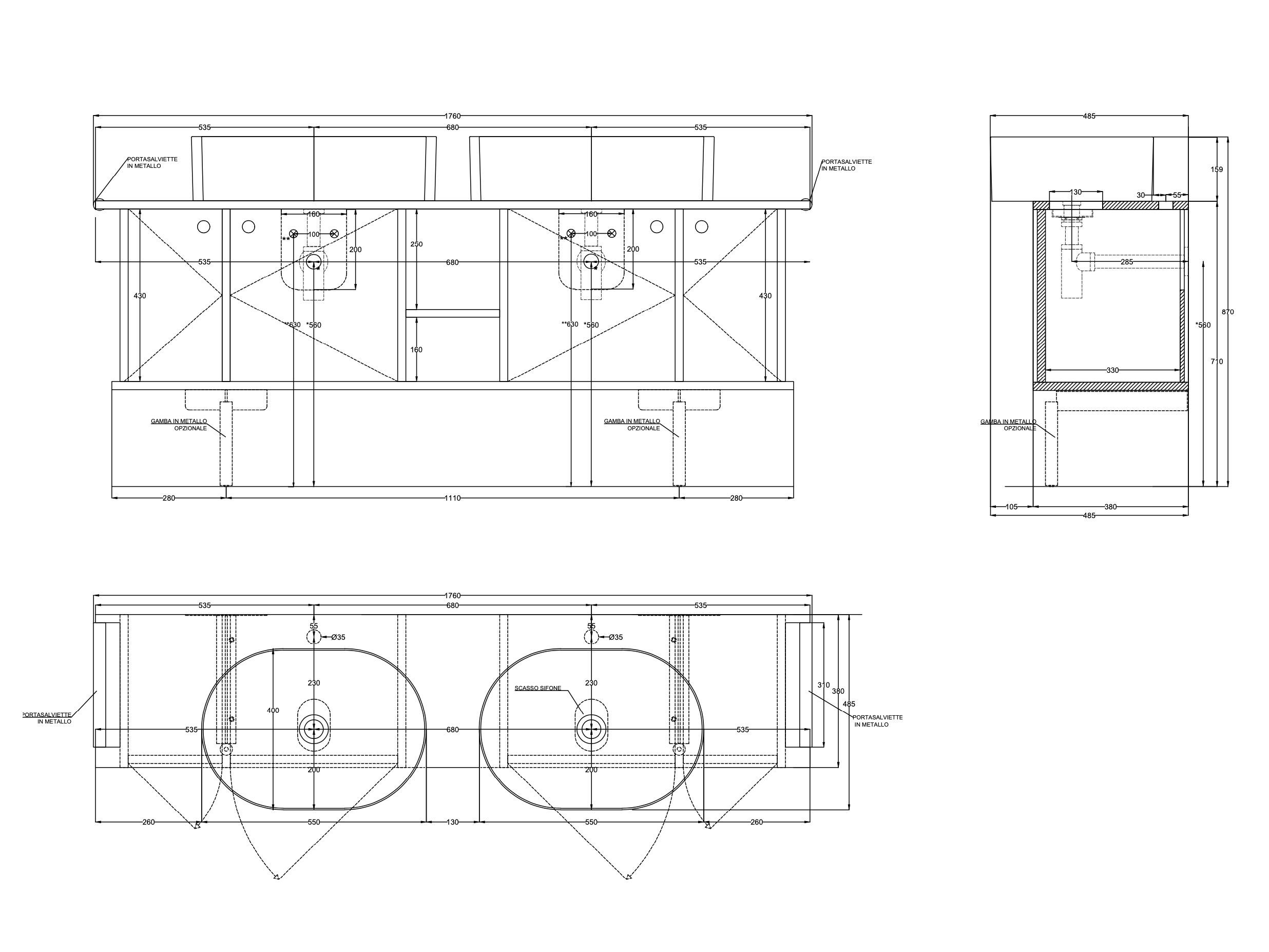 Fenix-NTM® двойная секционная раковина со встроенной раковиной Ceramica Cielo THEO 175 ARCH-00024011 - Вид №6