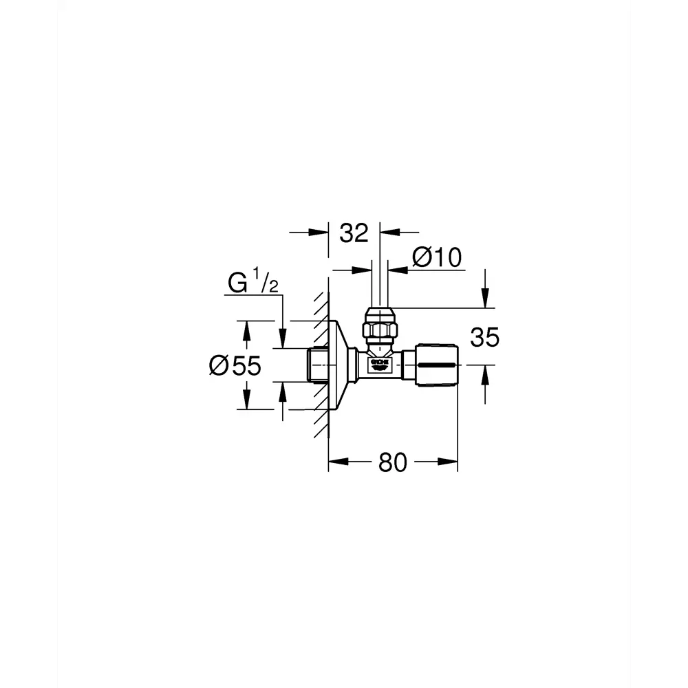 Вентиль запорный Grohe DN15 PN10 1/2"x3/8" НР ручка барашек латунь 81972309 STLM-2192511  - Вид №4