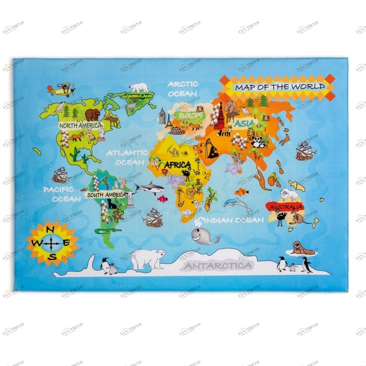 Ковер детский 100х150 см "Карта мира" Gravity World CILEK  00-3832215 Разноцветный Santreyd 