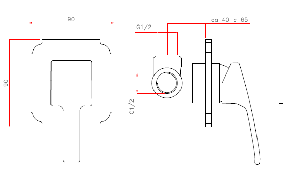 Встраиваемый однорычажный смеситель для душа Cezares LEGEND-DIM-01 - Вид №1