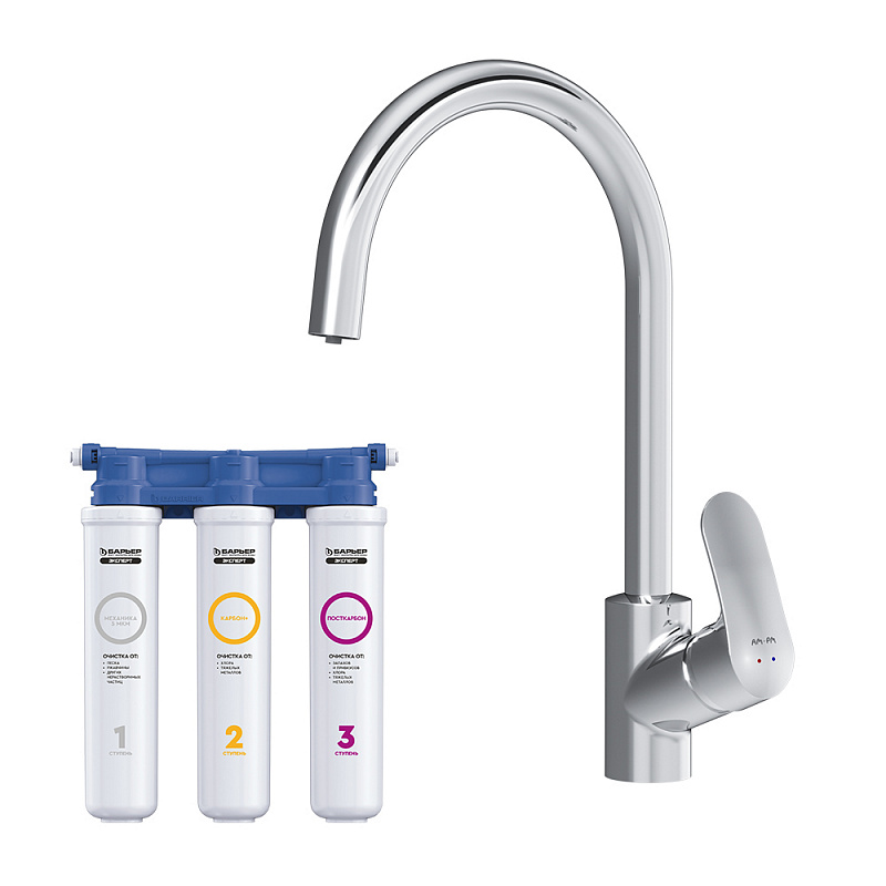 F8007S00 набор 2в1: смеситель для кухни с каналом для питьевой воды фильтр хром шт. AM.PM Like - Вид №1