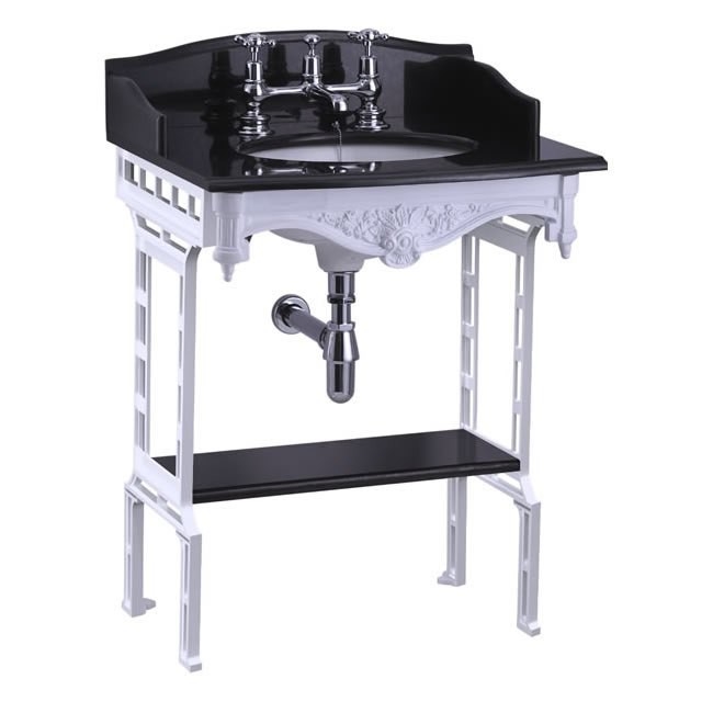 Гранитная столешница на 1,2 или 3 отверстия с подстольем из белого алюминия  Burlington G7 1TH, T43 WHI, G12 65см х 57,5см  - Вид №1