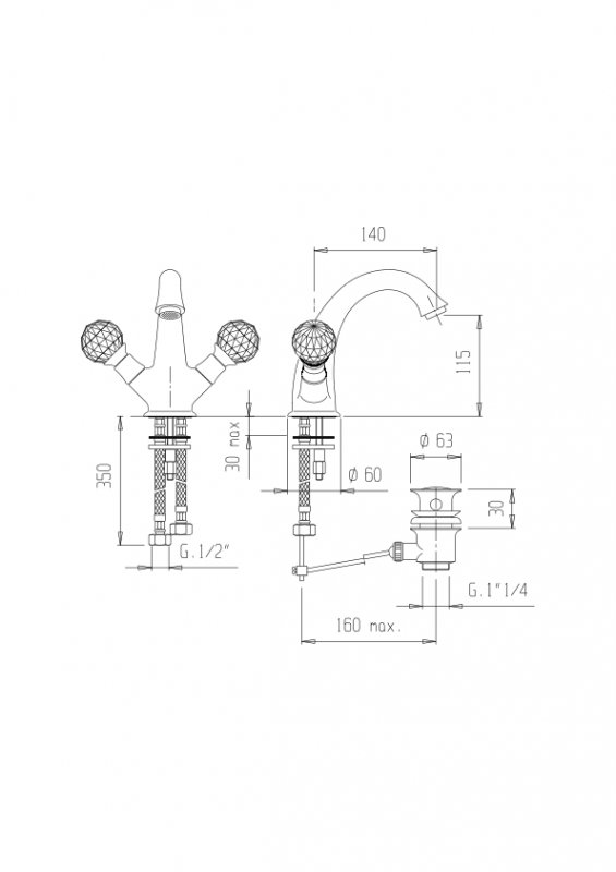Смеситель для раковины CEZARES GOLF-LS1-01 - Вид №1