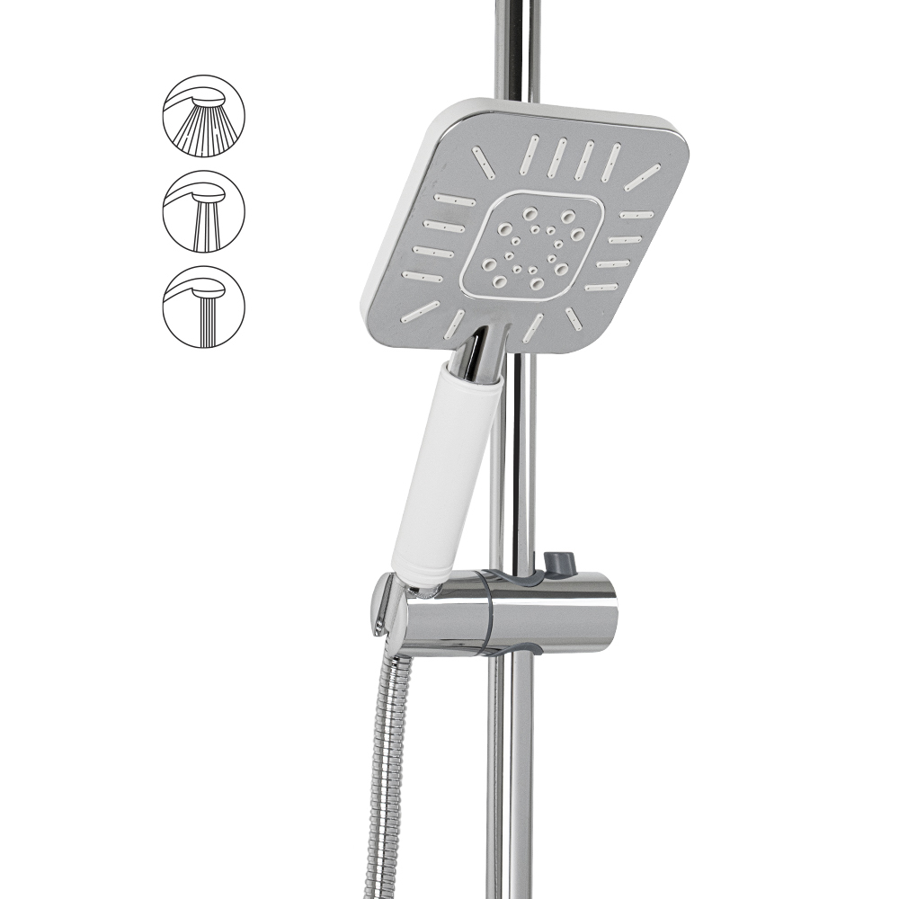 GFmark - Стойка душевая "тропический душ" с двумя лейками, квадратная с полосками, код: 3060  - Вид №5