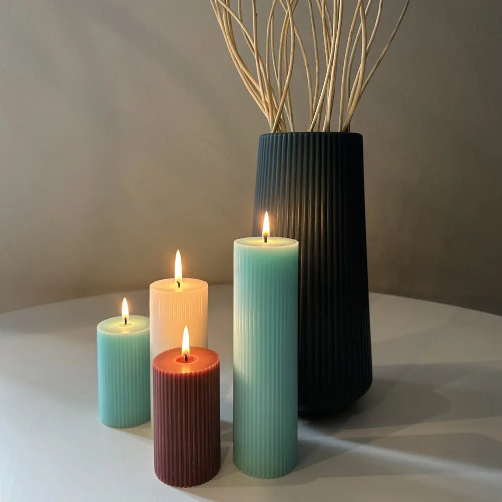 Дизайнерская свеча-столбик Santreyd Ribbed зеленый 89370280 STLM-0824892 - Вид №4