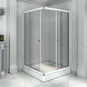 Душевой угол 90х100 (прямоугольный, правое исполнение), стеклянные шторки (прозрачные), поддон на раме-подставке с устройством слива, профиль белый