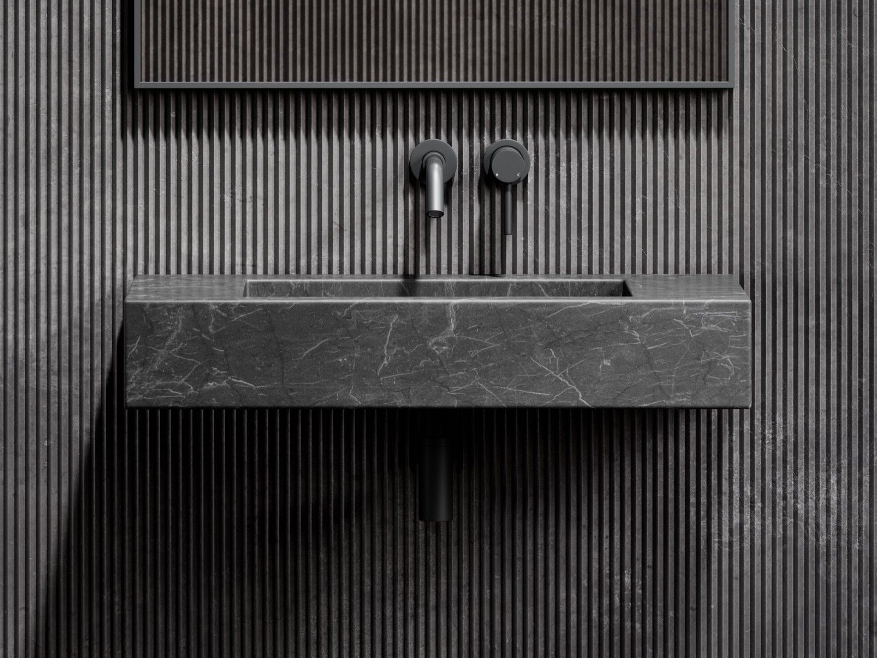 Прямоугольная подвесная раковина из мрамора Pietra Grey LUSSO CAPRI ARCH-00086914