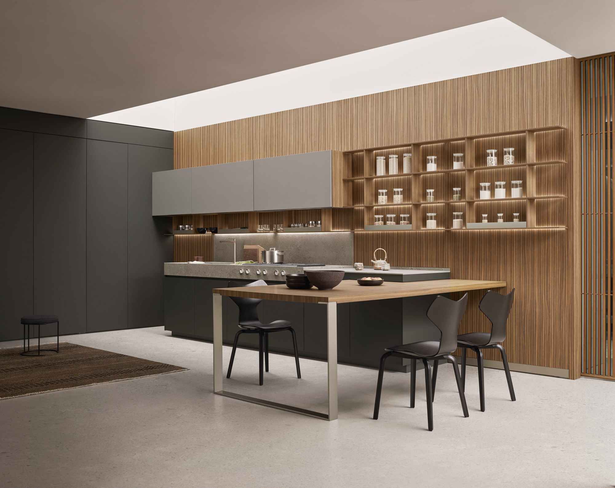 Кухня без ручек на заказ с полуостровом ERNESTOMEDA знак ARCH-00140912 - Вид №8