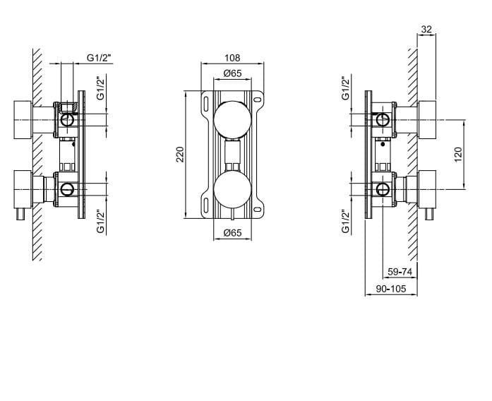 Смеситель для душа с 2 отверстиями и переключателем ABOUTWATER AF/21 ARCH-00090040 - Вид №1