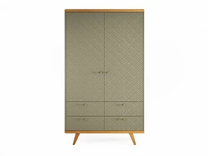 Шкаф распашной двухдверный с ящиками оливковый с фрезеровкой Thimon v2 THE IDEA  210377 Зеленый
