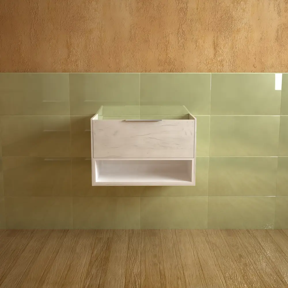 Тумба под раковину универсальная «Дана» 90 см, цвет дуб крафт белый SANFLOR STLM-2160335 - Вид №2