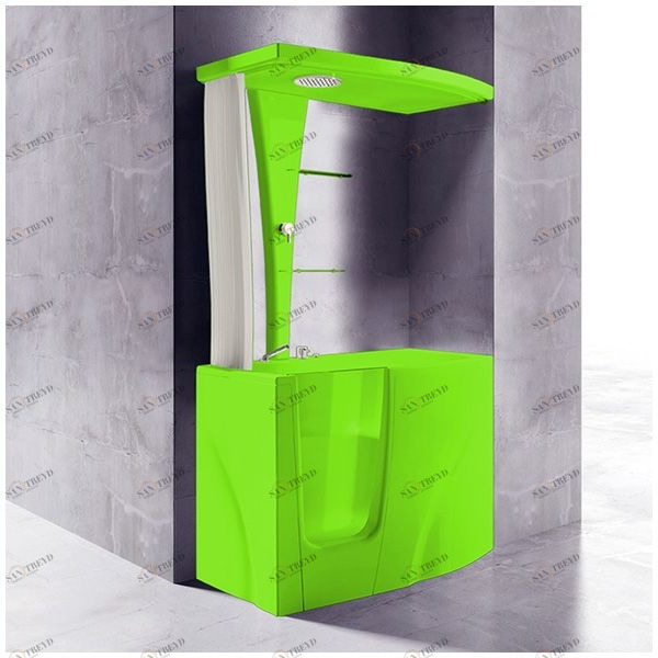 Ванна с кабиной GRUPPO TREESSE GEN-Y TOP STD-V3417|B3411-DX салатовая угловая сидячая с дверью правосторонняя STDV3417B3411DXS