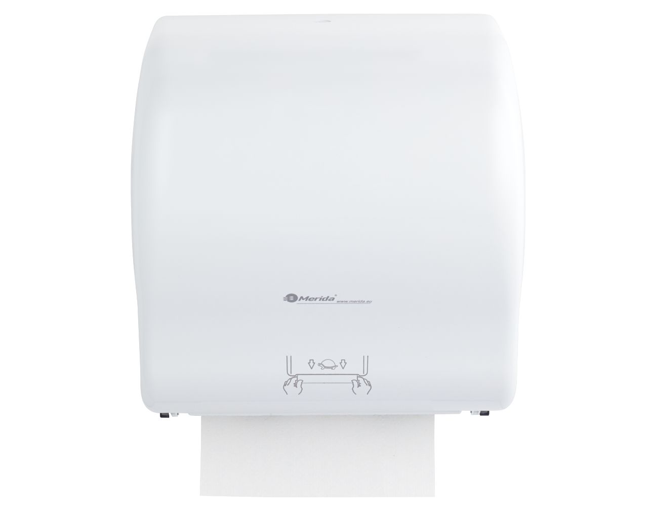 CJB301 Механический диспенсер для бумажных полотенец в рулонах LUX CUT AUTOMATIC MAXI, АБС-пластик, белый Merida  - Вид №2