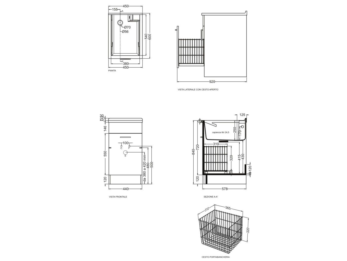 Шкаф для белья из ДСП с бельевой стойкой COLAVENE Jolly Wash ARCH-00149787 - Вид №17