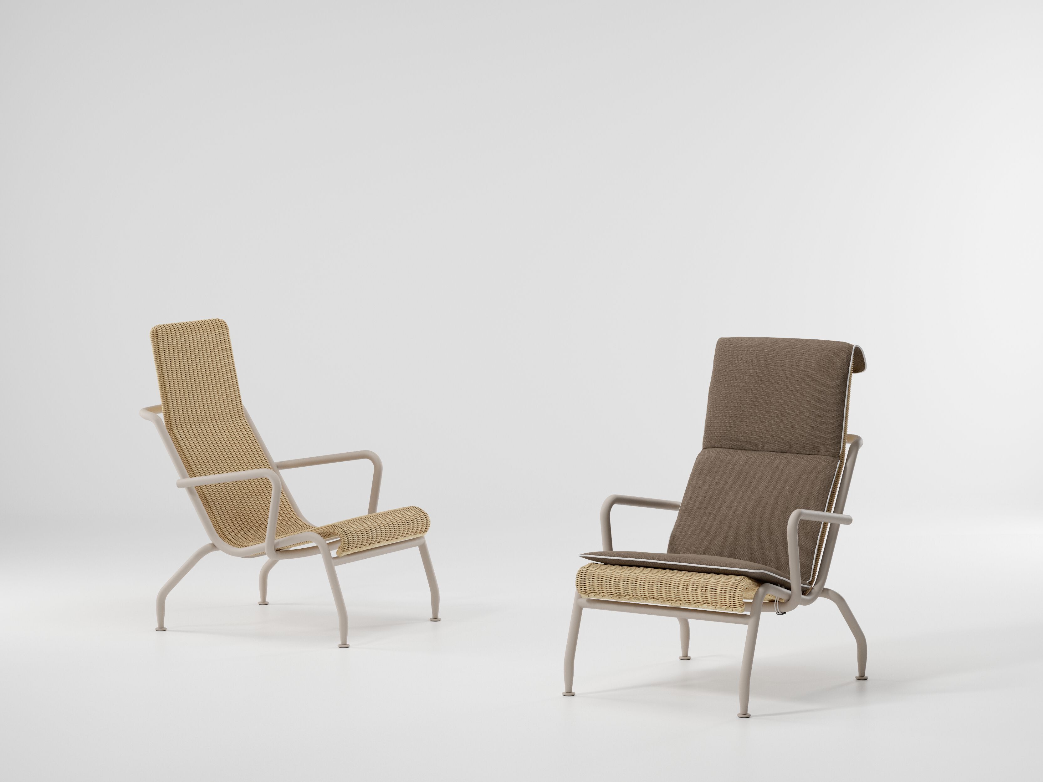 Кресло из ротанга и алюминия с подголовником Kettal Eolias ARCH-00103581