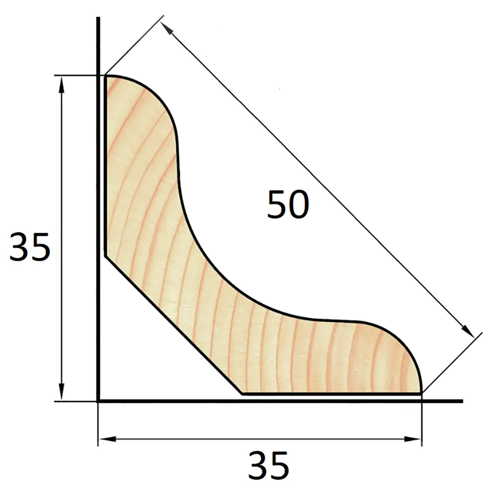 АРЕЛАН Плинтус деревянный гладкий для элегантной отделки 13x50x2200 мм 81960901 STLM-0015473 - Вид №2