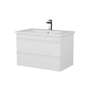 Тумба MAJESTY, 80 см, подвесная, 2 ящика, белый глянец