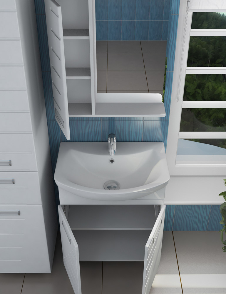 Зеркало Diana 600 левый со спотом600⨉150⨉700 мм белый VIGO sun-id-664536 - Вид №2