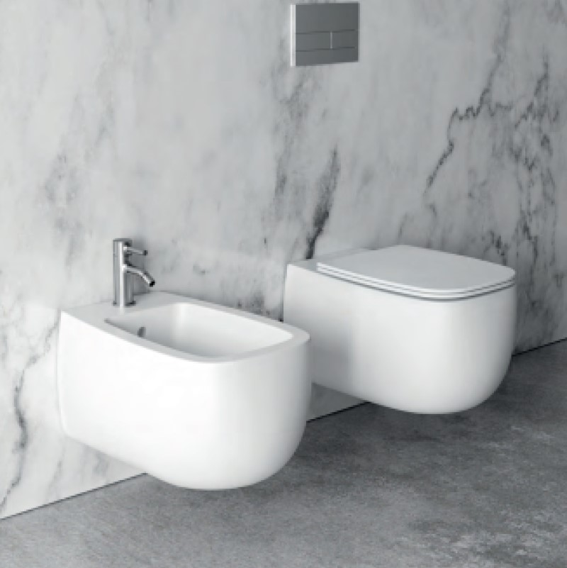 33120101.09 Подвесной унитаз 550х335х450 мм Alice Ceramica Nur безободковый выпуск в стену Белый матовый - Вид №6