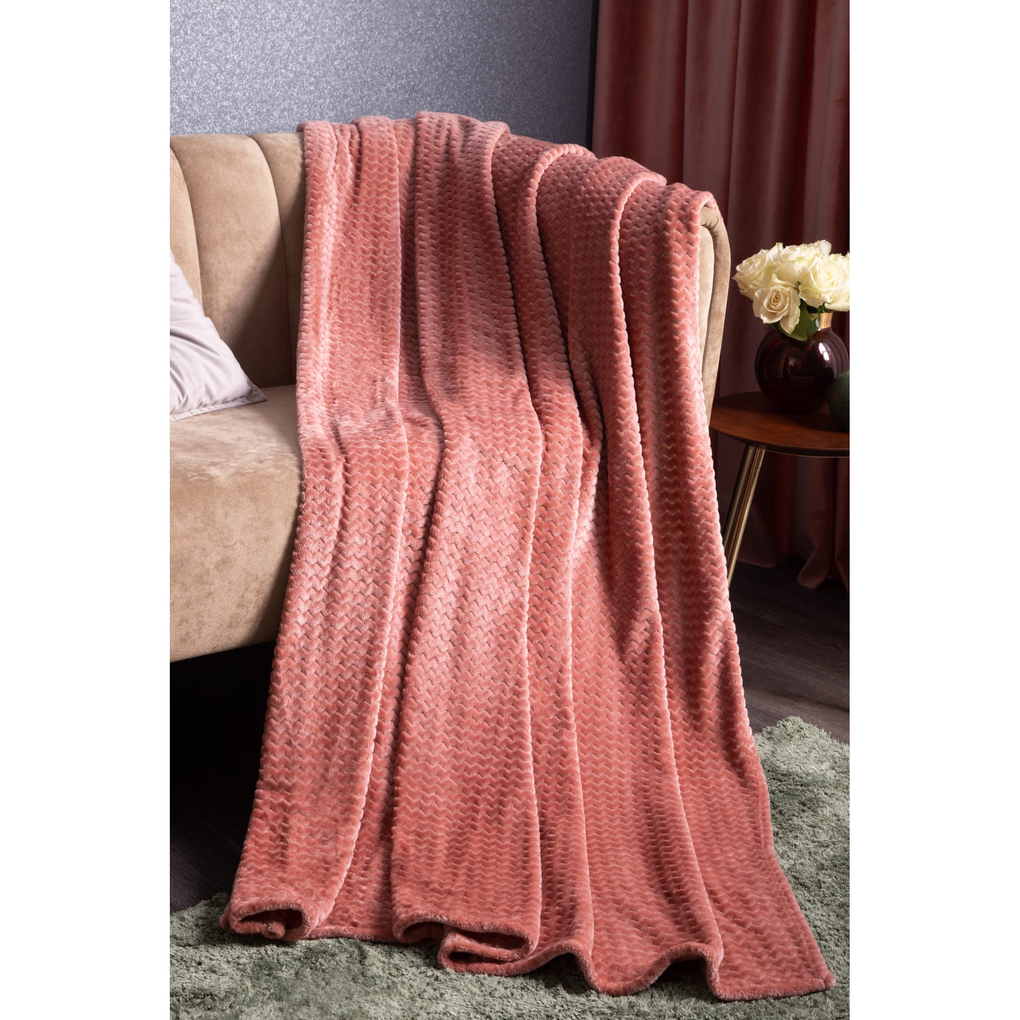 82391614 Плед «Велсофт», 150x200 см, полиэстер, цвет брусничный Santreyd  - Вид №5