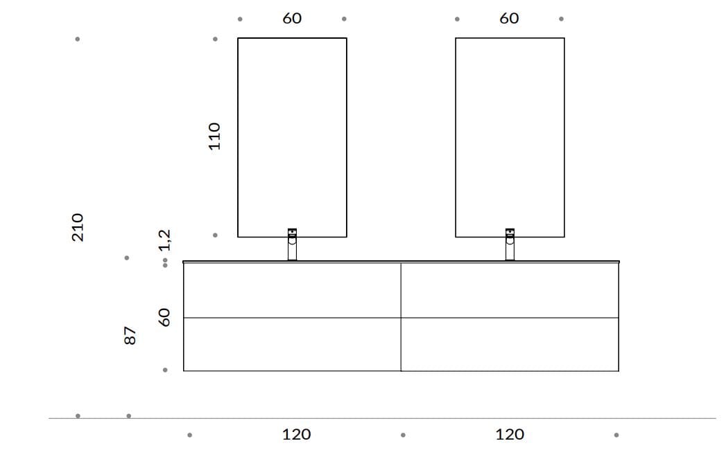 Двойной подвесной шкаф для ванной комнаты с ящиками Gruppo Geromin Elite ARCH-00007493 - Вид №2