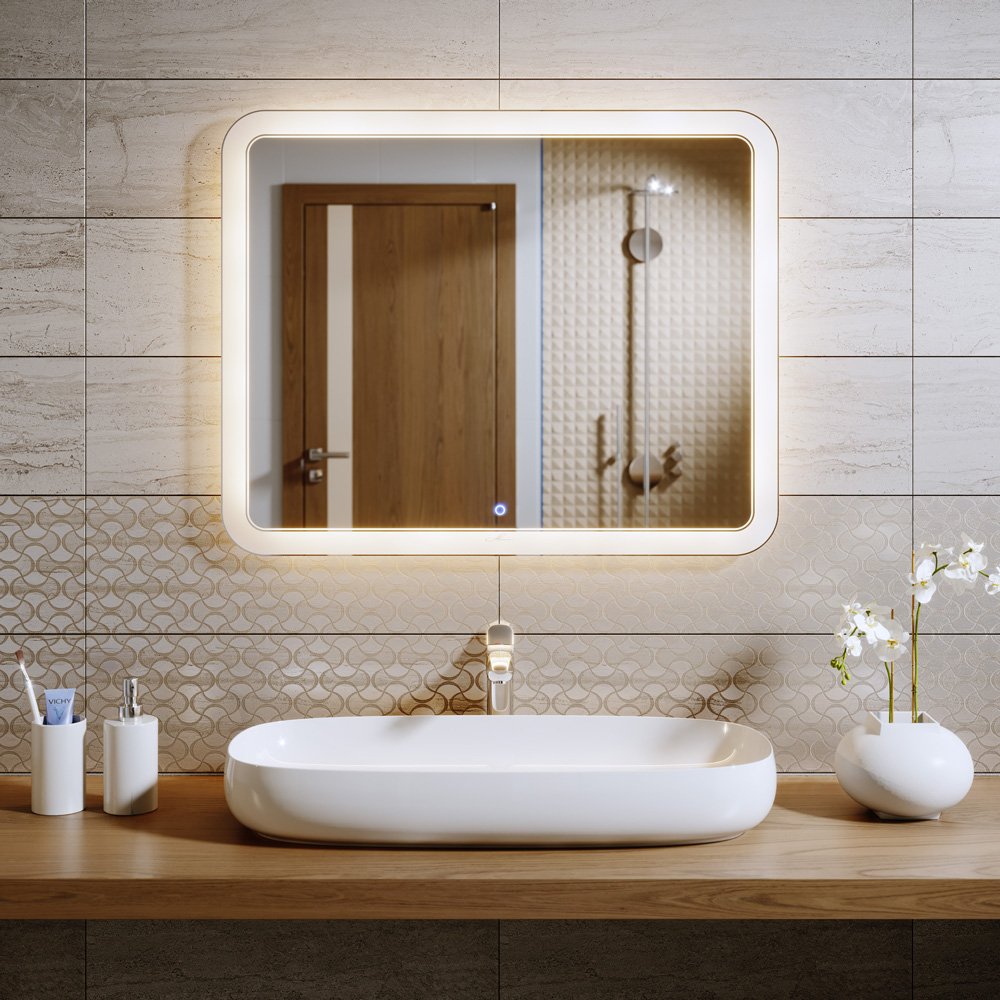 Зеркало в ванную с подсветкой белое 100х80 см Vanda Lux ALAVANN VANDA LUX 303909 Белый  - Вид №1