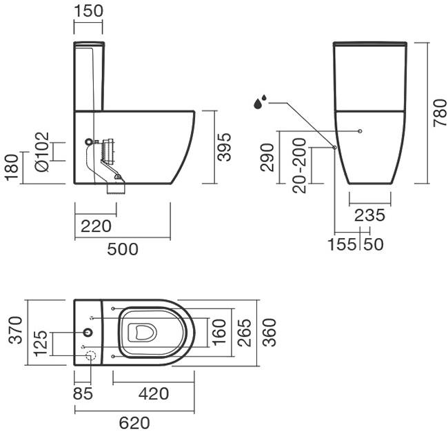 Набор Sanitana компакт CORAL: чаша BTW + сливной бачок + крышка slim с механизмом (микролифт) S10064066600000;S10096823300000;S80006562600000 - Вид №2
