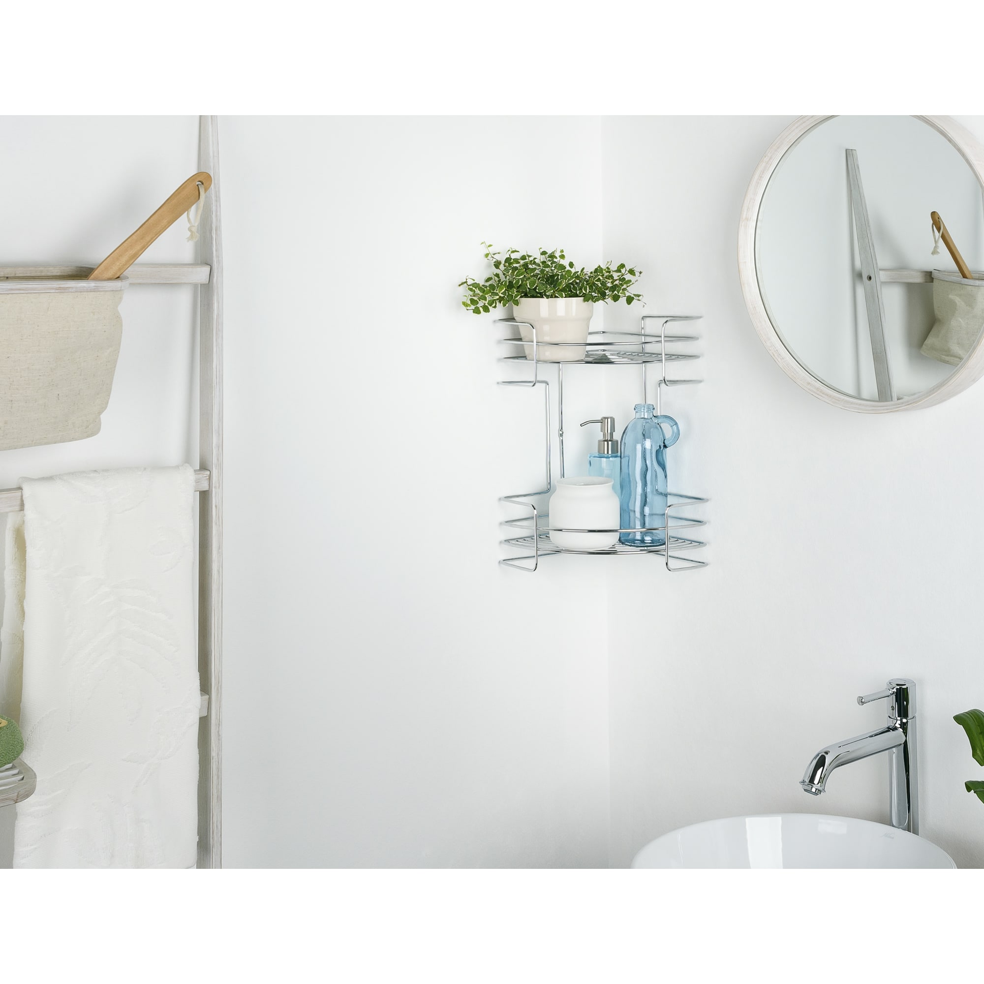 82484985 Полка двухъярусная угловая 23х23х38 см цвет хром Новые горизонты Santreyd  - Вид №3