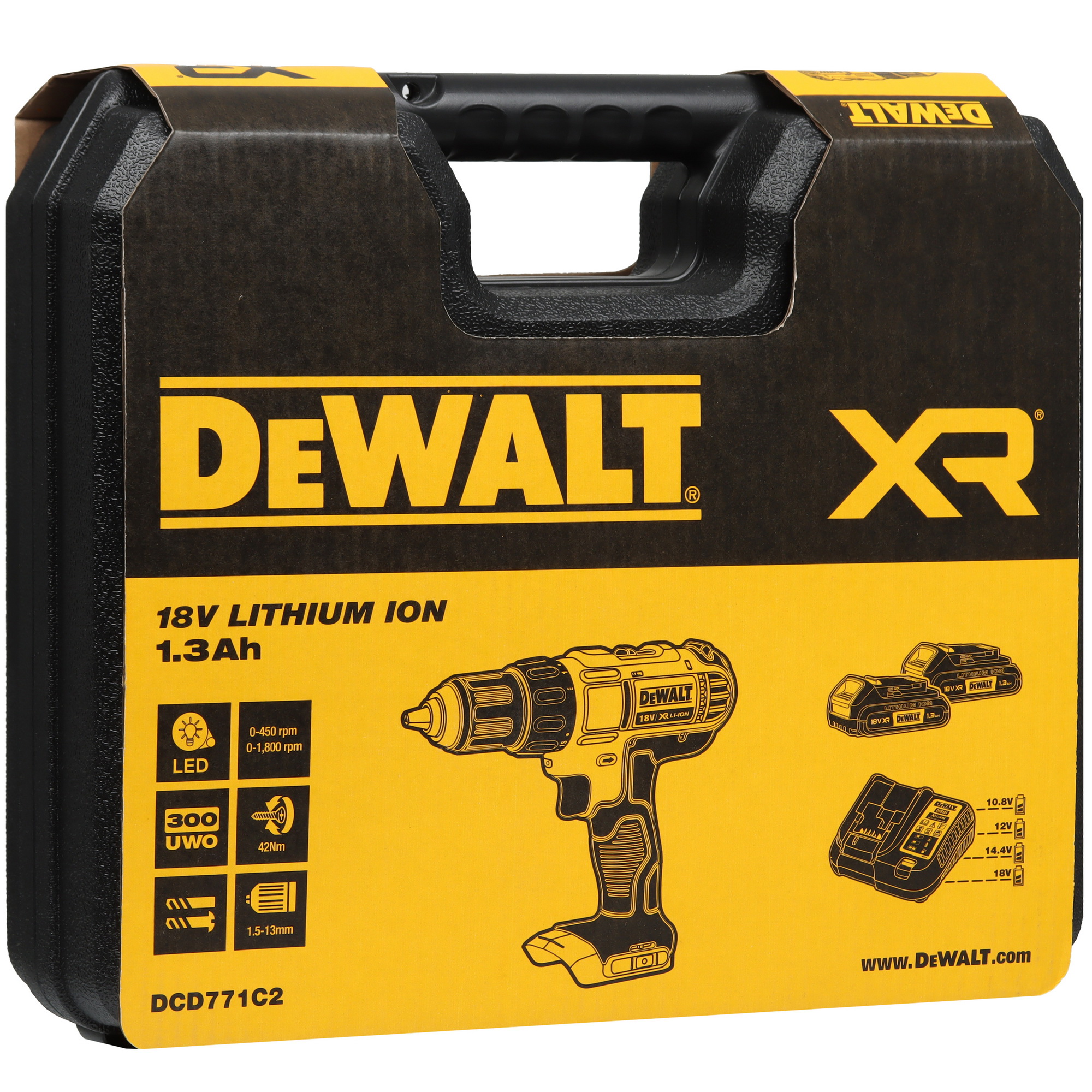 Дрель-шуруповерт DeWalt DCD771C2 XR FLEXVOLТ 18/54V 5443673 STDN-0041729 - Вид №10