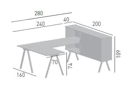 Угловой стол со встроенной полкой GABER WORKSTATION 2027 SX - L VERSION ARCH-00101353 - Вид №6