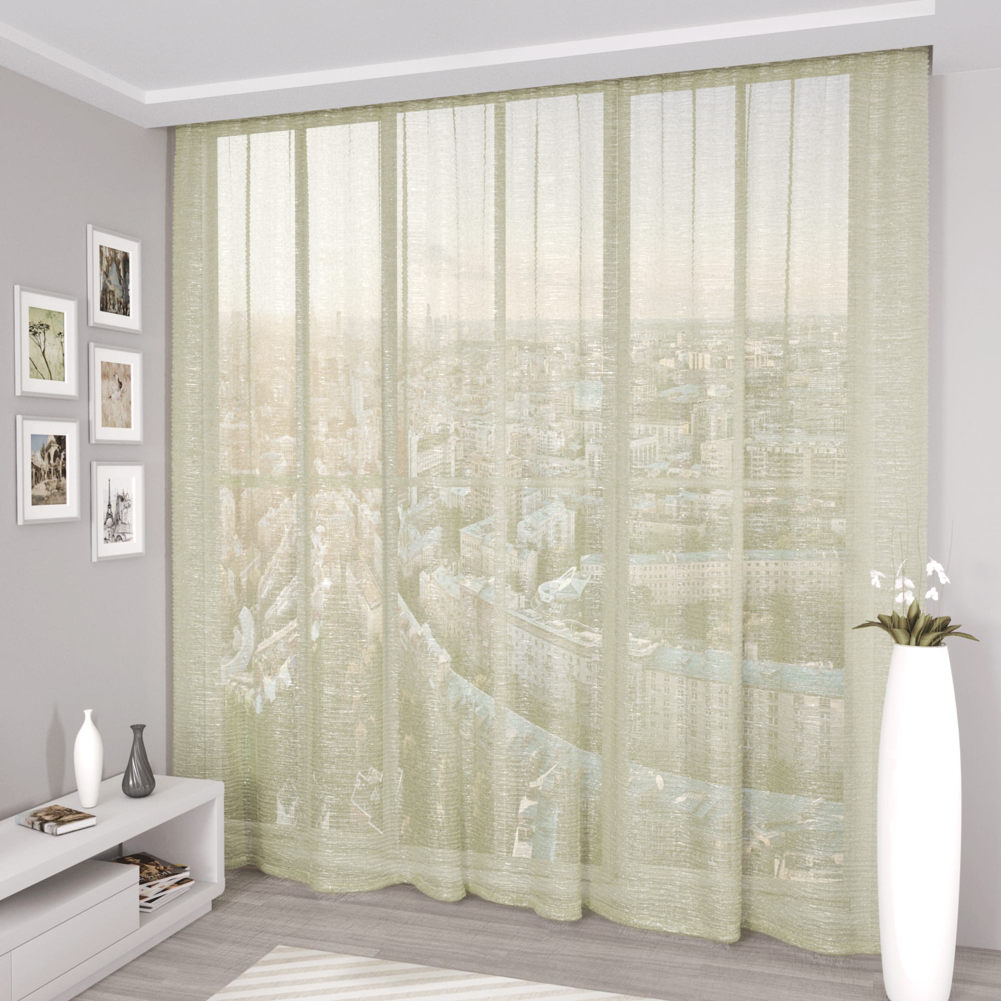 85611437 Тюль 1 м/п Однотонный органза жатая 270 см цвет желтый Santreyd  - Вид №1