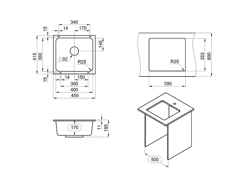 3601, АРКТИК (БЕЛЫЙ), кухонная мойка, кварц GRANULA 3601-ST86 - Вид №3