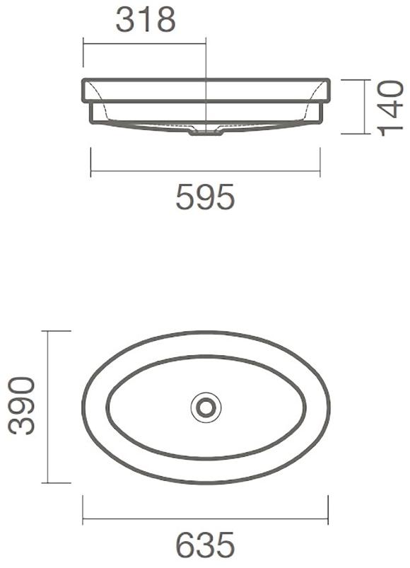 Раковина встраиваемая сверху Sanitana OVALO 635 S10063550400000 ( CILE3E )  - Вид №4