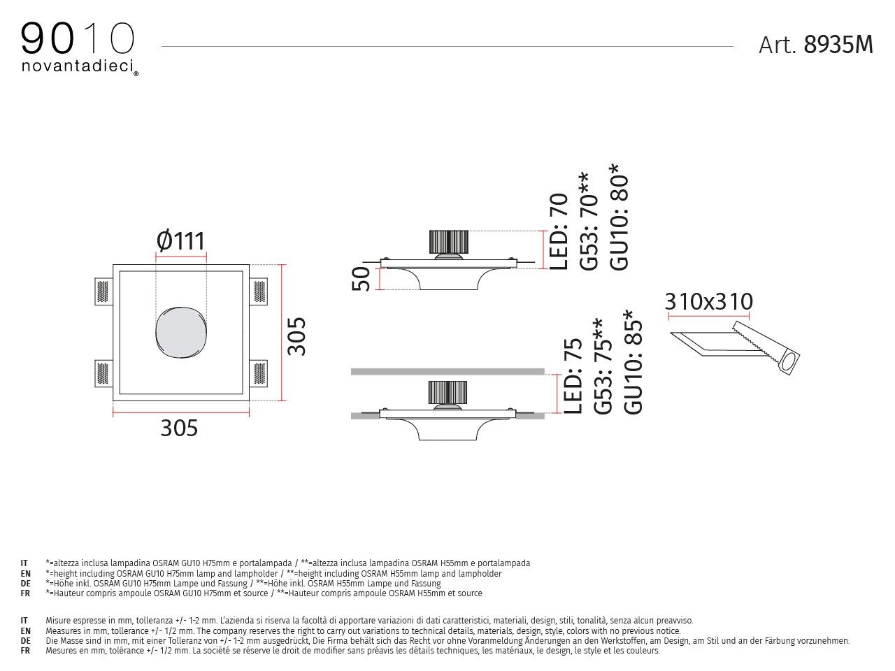 Светодиодный потолочный светильник cristaly® 9010 novantadieci 8935M ARCH-00023497 - Вид №2