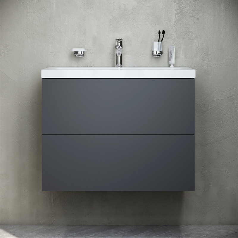 M90FHX07522GM База под раковину подвесная 75 см 2 ящика push-to-open графит матовый AM.PM Gem