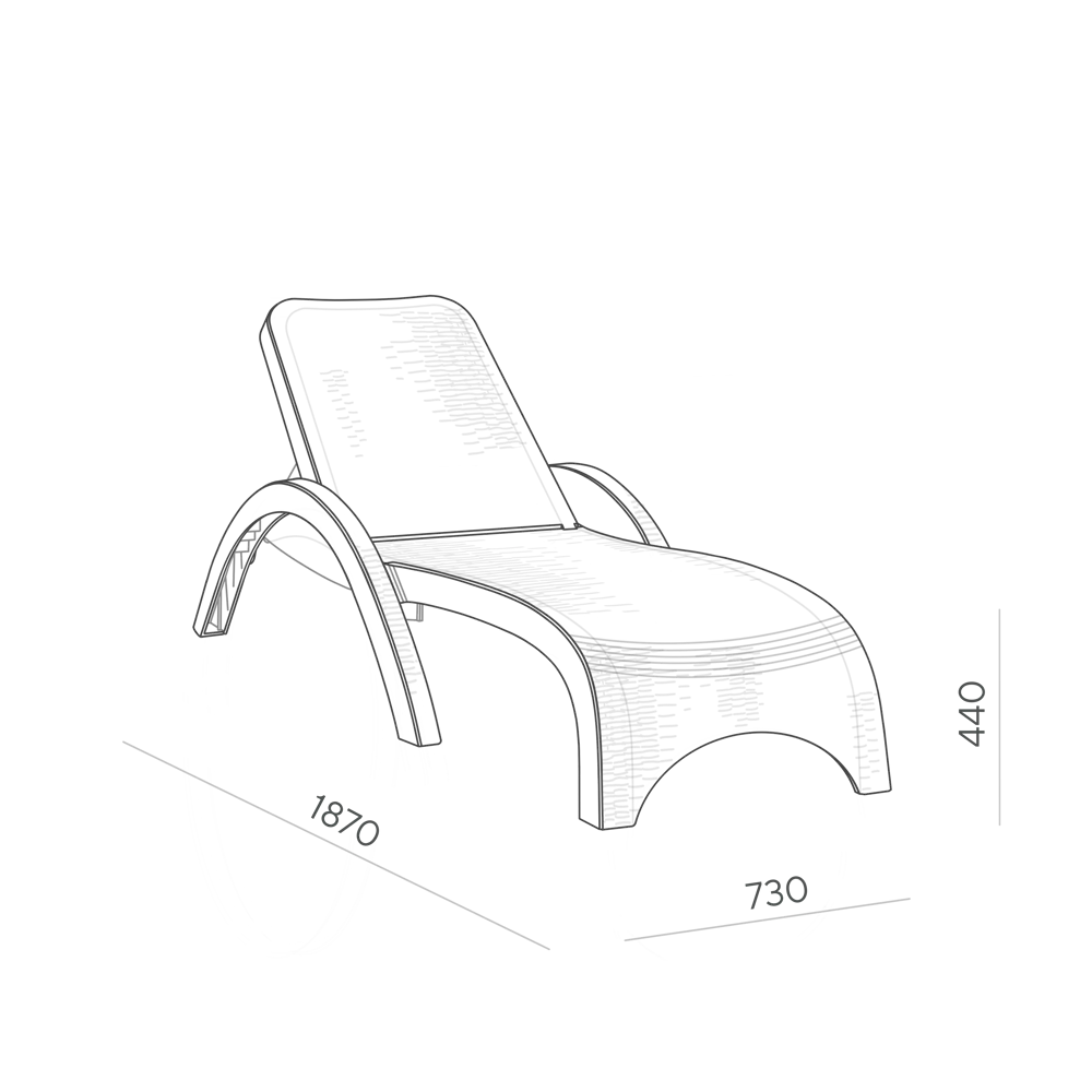 Шезлонг без подушки Rattan 187x44 см пластик серый Santreyd STLM-2071443 - Вид №12