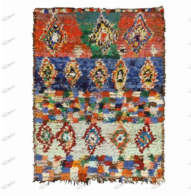 AFOLKI Ковер с длинным ворсом из хлопка и шерсти с рисунком Boucherouite Taa766be