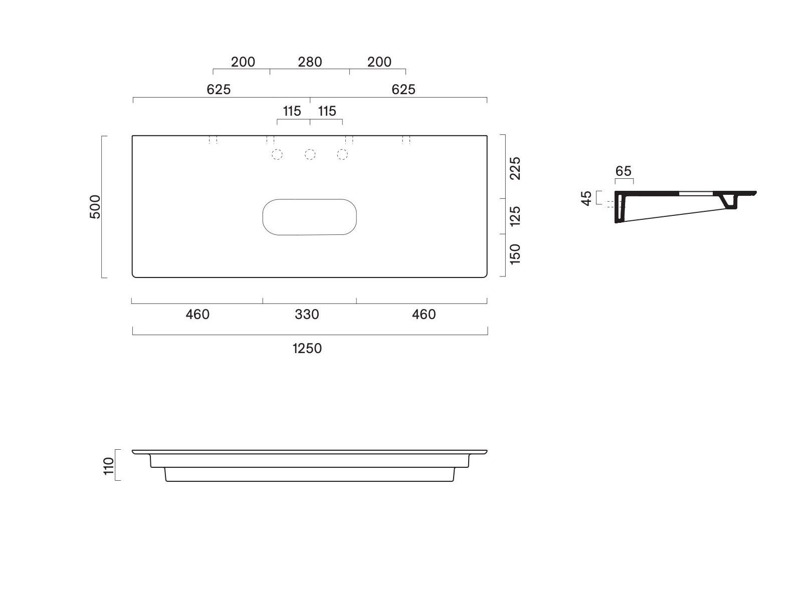 Керамическая столешница для умывальника CERAMICA CATALANO CERAMIC TOP 125x50 ARCH-00022831 - Вид №5