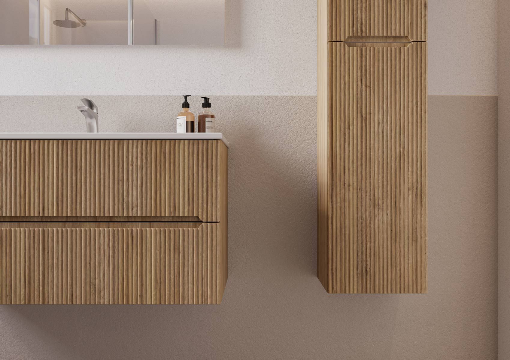 Деревянный подвесной умывальник со встроенным умывальником LEGNOBAGNO Verso ARCH-00090639 - Вид №2